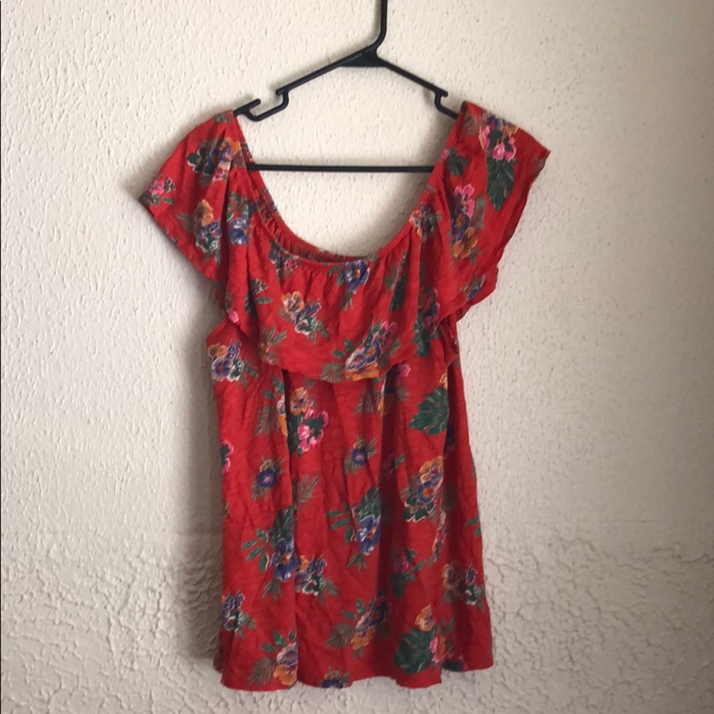 Floral off shoulder shirt